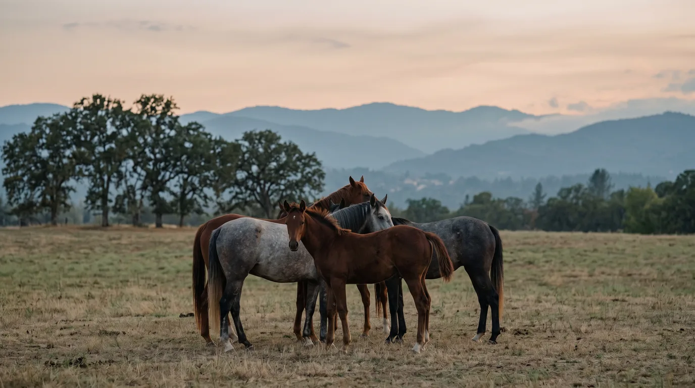 Chevaux en liberté, Domaine équestre du Rival, Isère